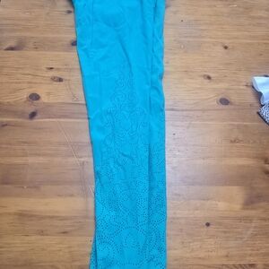 Green Leggings with Floral Design